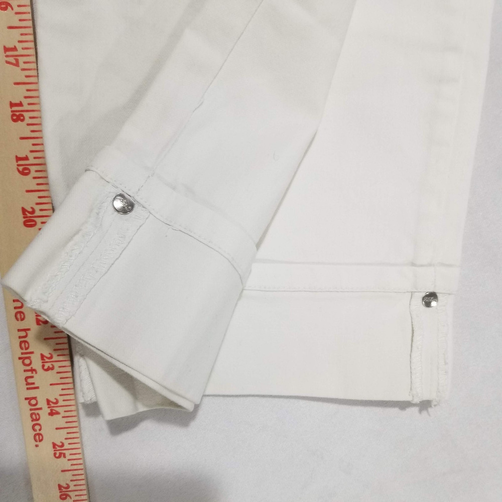 White House Black Market "Blanc" Jeans Size 8 White Cuffed Crop Embroidered - Picture 7 of 9
